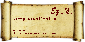 Szorg Nikétás névjegykártya